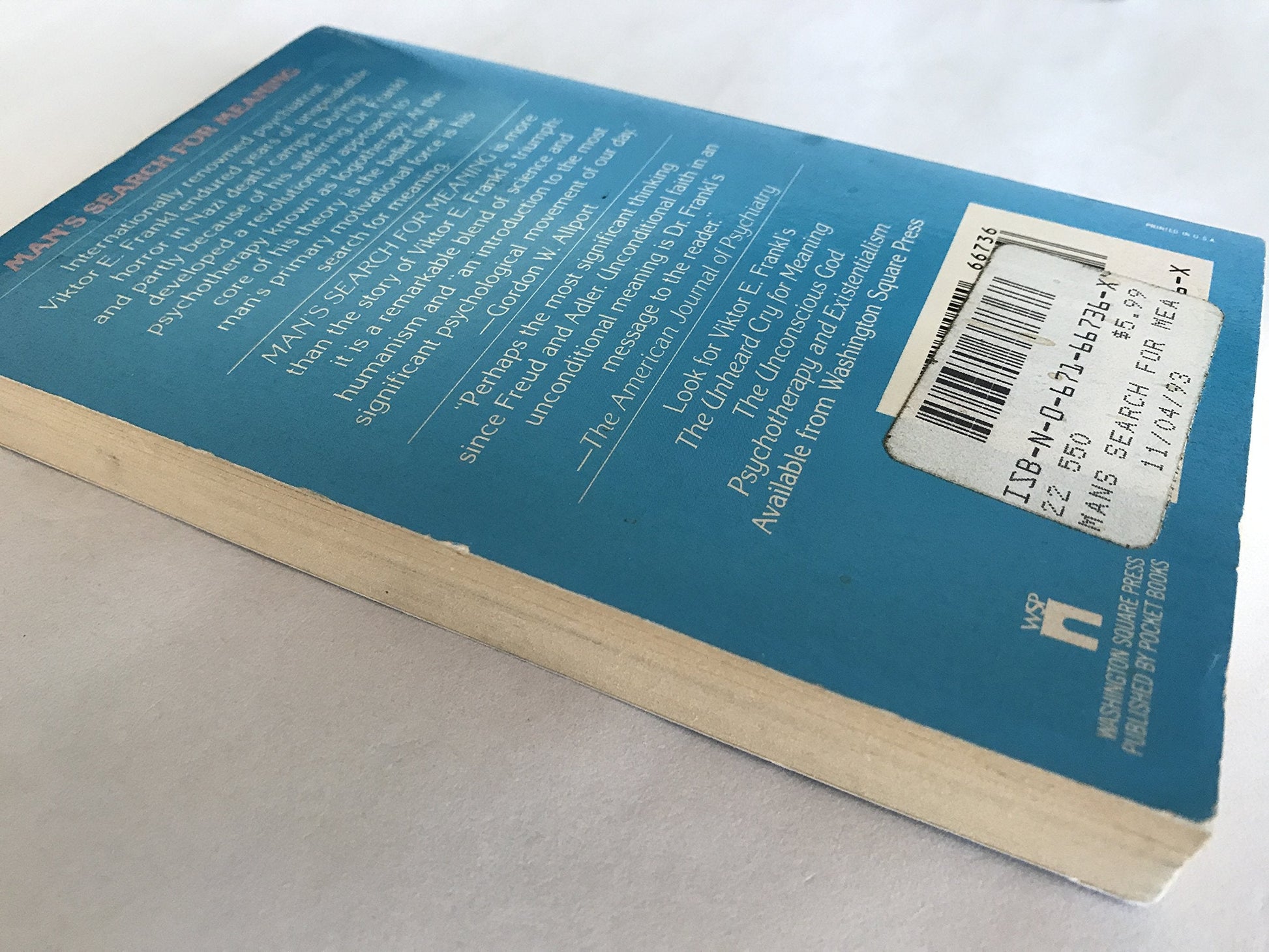 MAN SEARCH FOR MEANING used book depot