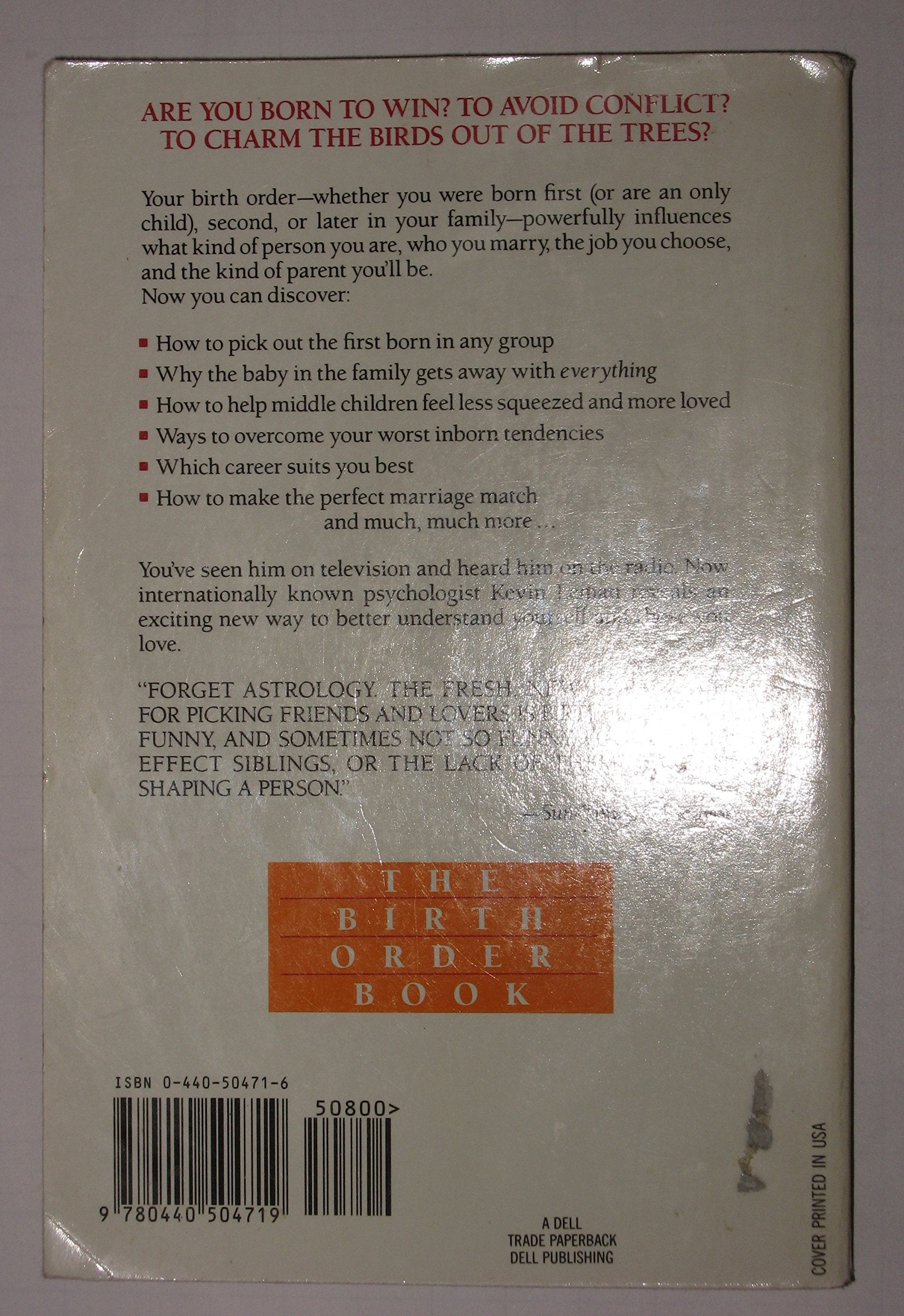 The Birth Order Book: Why You Are the Way You Are used book depot