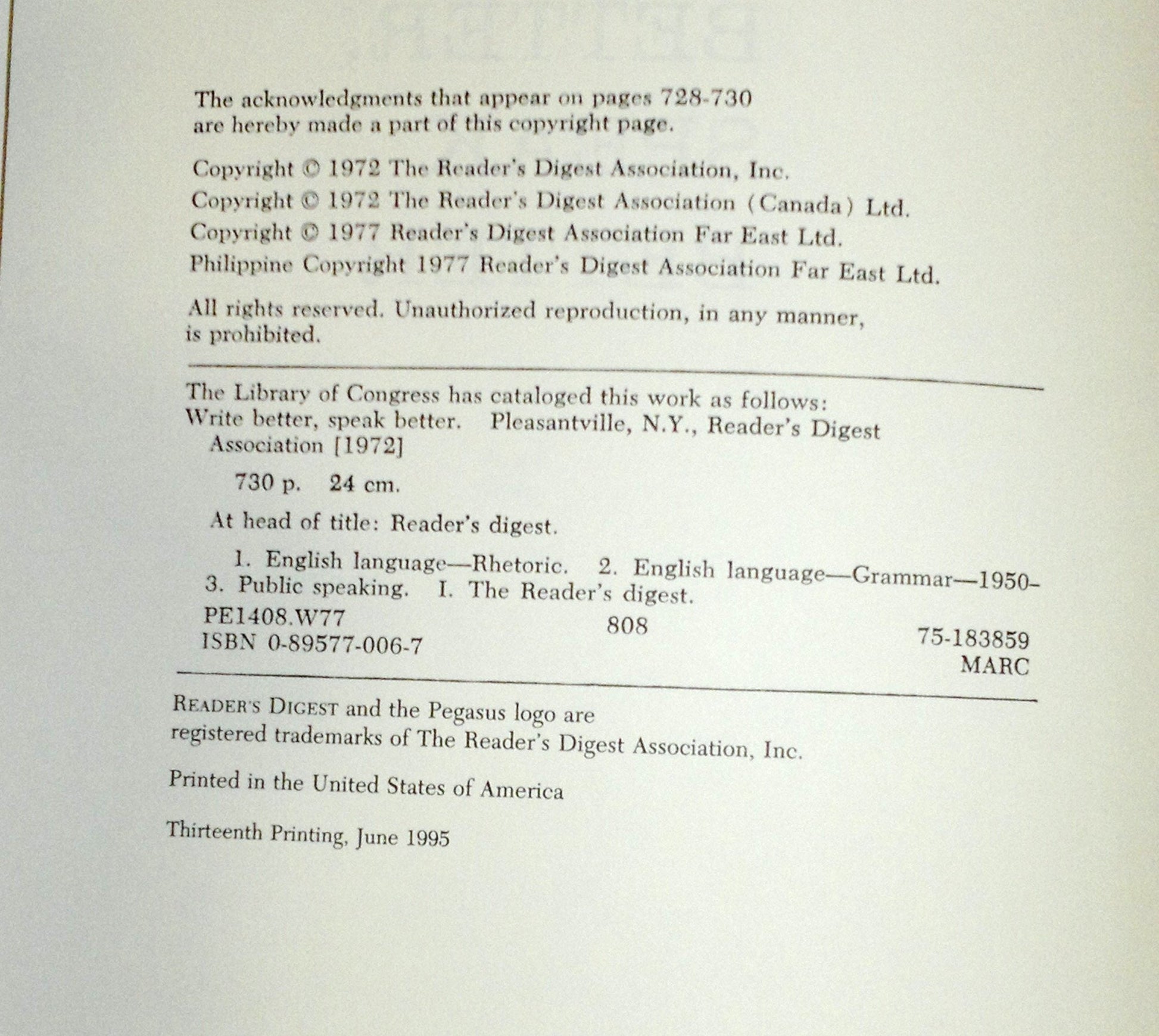 Reader's Digest Write Better, Speak Better used book depot