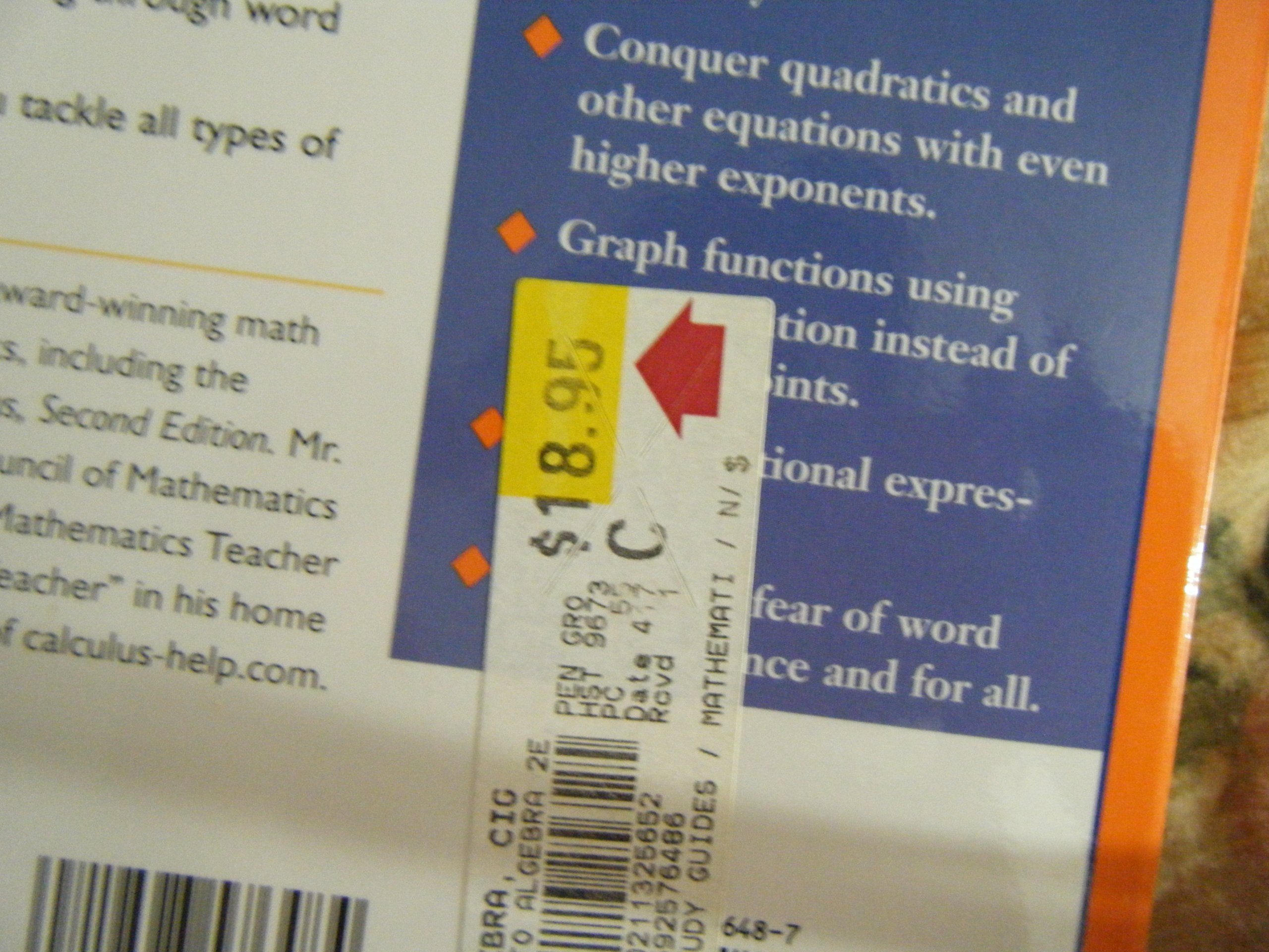 The Complete Idiot's Guide to Algebra, 2nd Edition used book depot