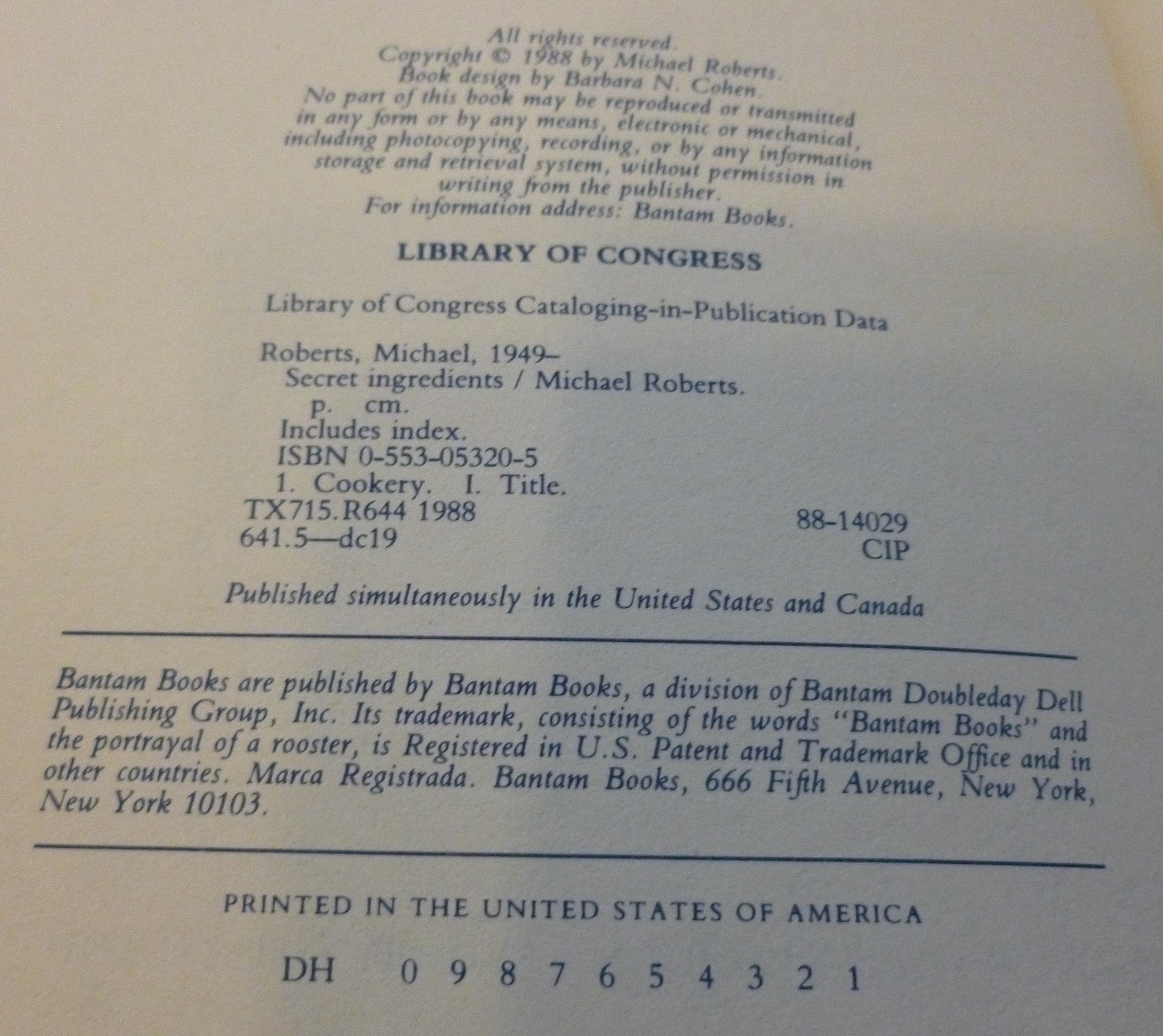 Secret Ingredients used book depot