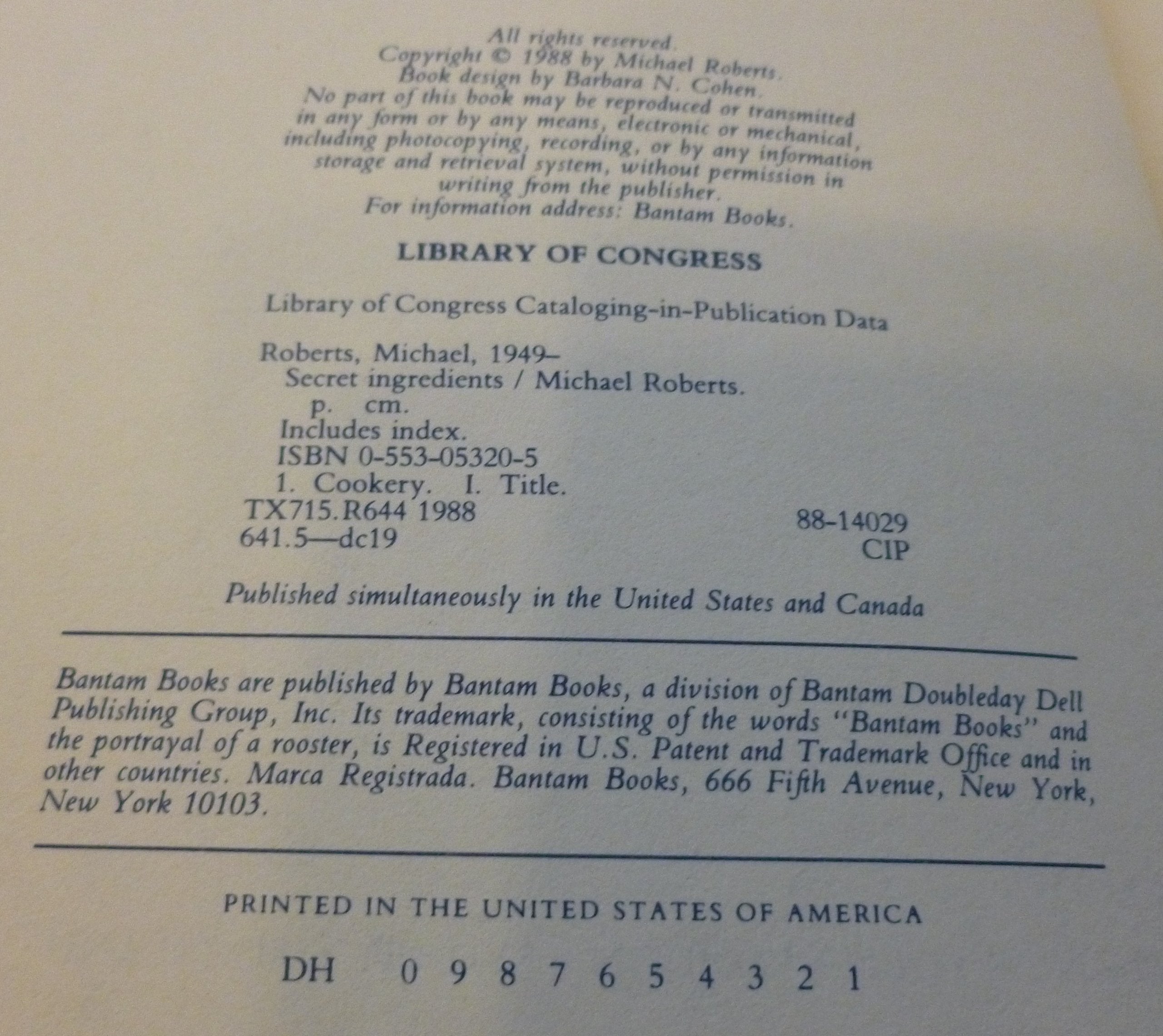 Secret Ingredients used book depot