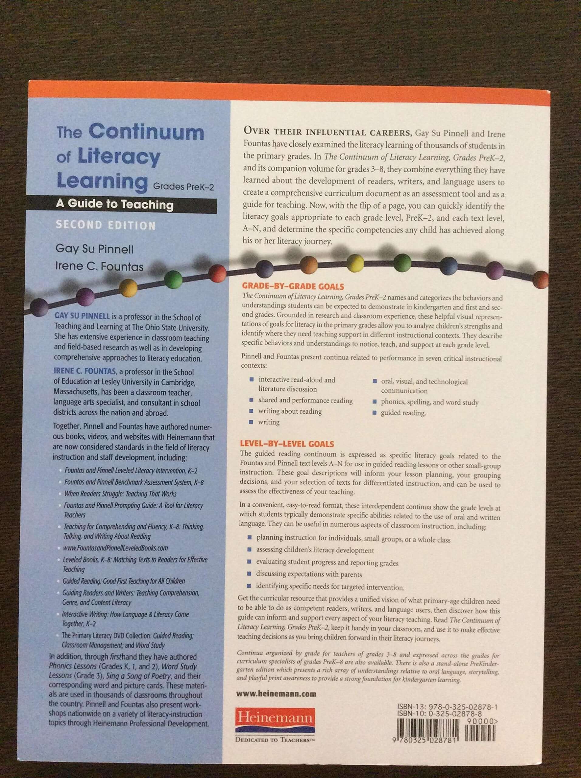 The Continuum of Literacy Learning, Grades PreK-2: A Guide to Teaching (Fountas & Pinnell Benchmark Assessment System) used book depot