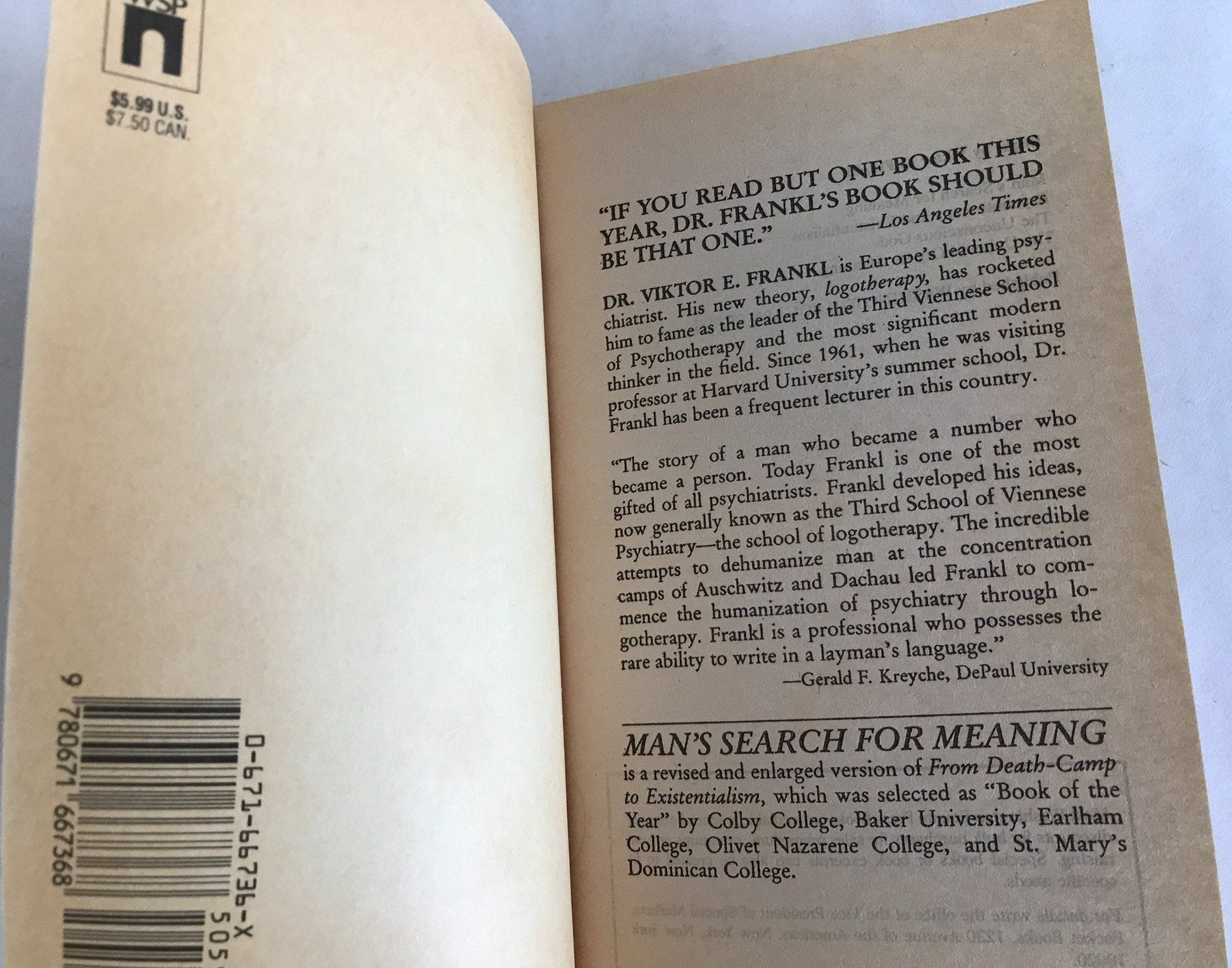 MAN SEARCH FOR MEANING used book depot