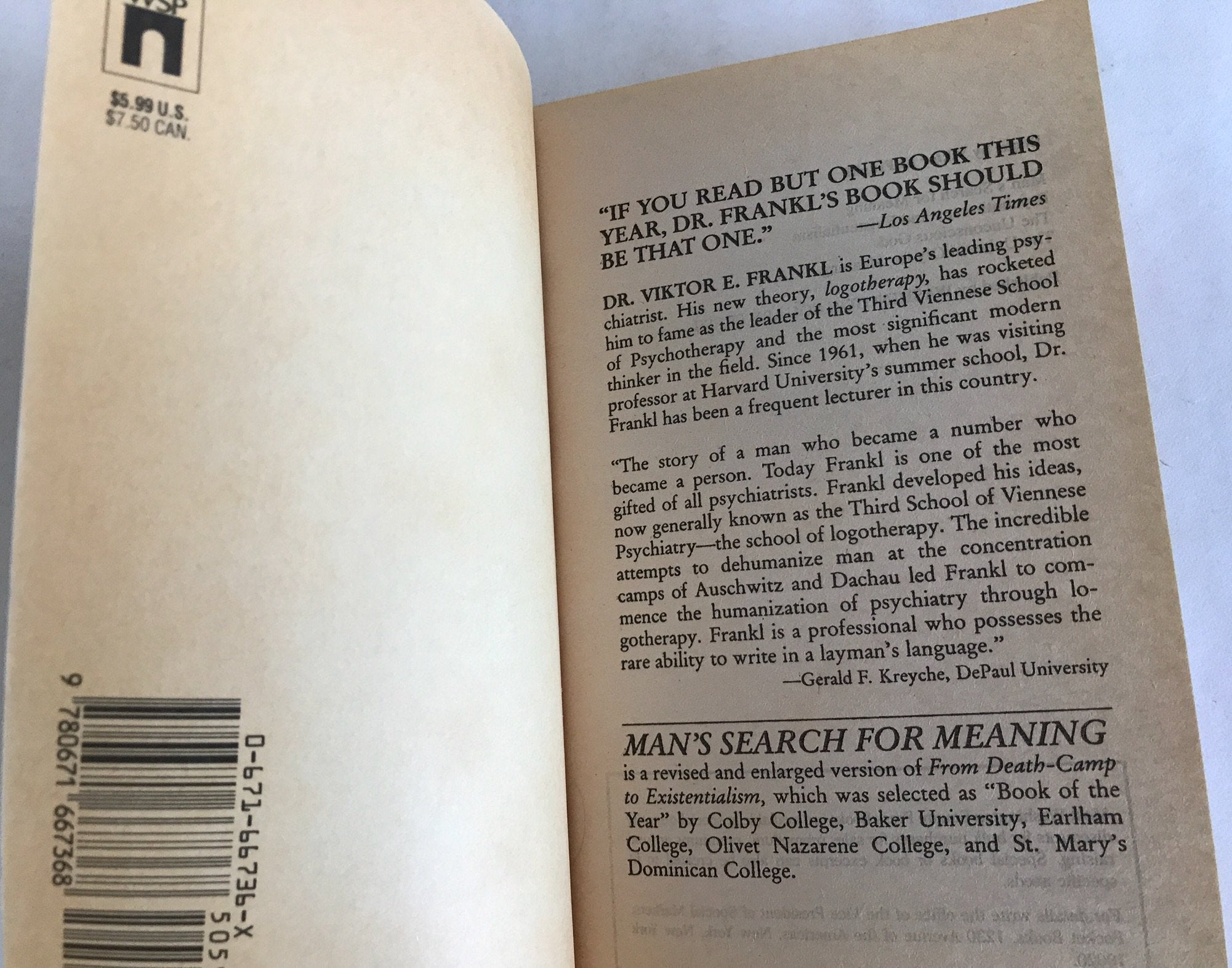 MAN SEARCH FOR MEANING used book depot