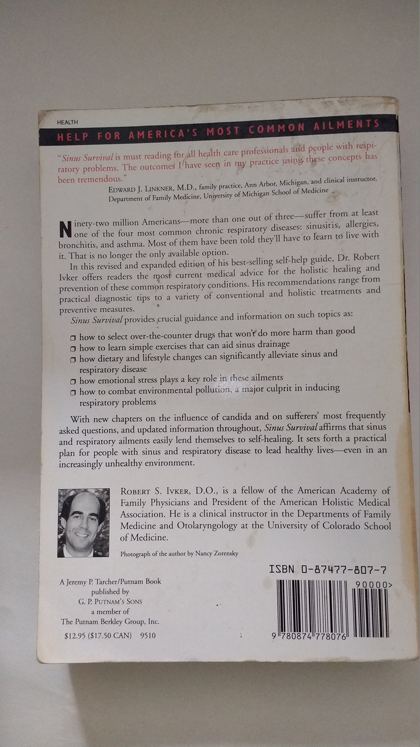 Sinus Survival: The Holistic Medical Treatment for Allergies, Asthma, Bronchitis, Colds, and Sinusitis used book depot