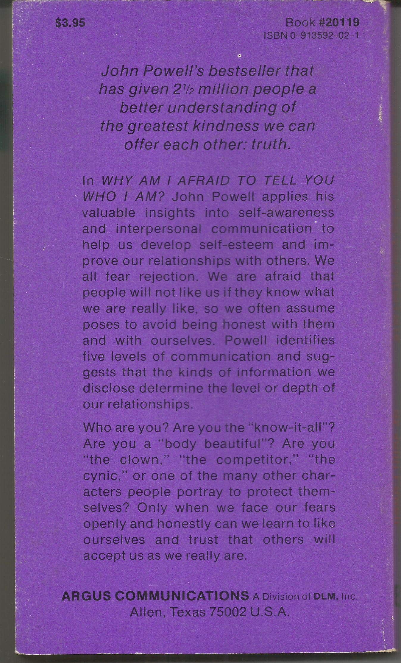 Why Am I Afraid To Tell You Who I Am? used book depot