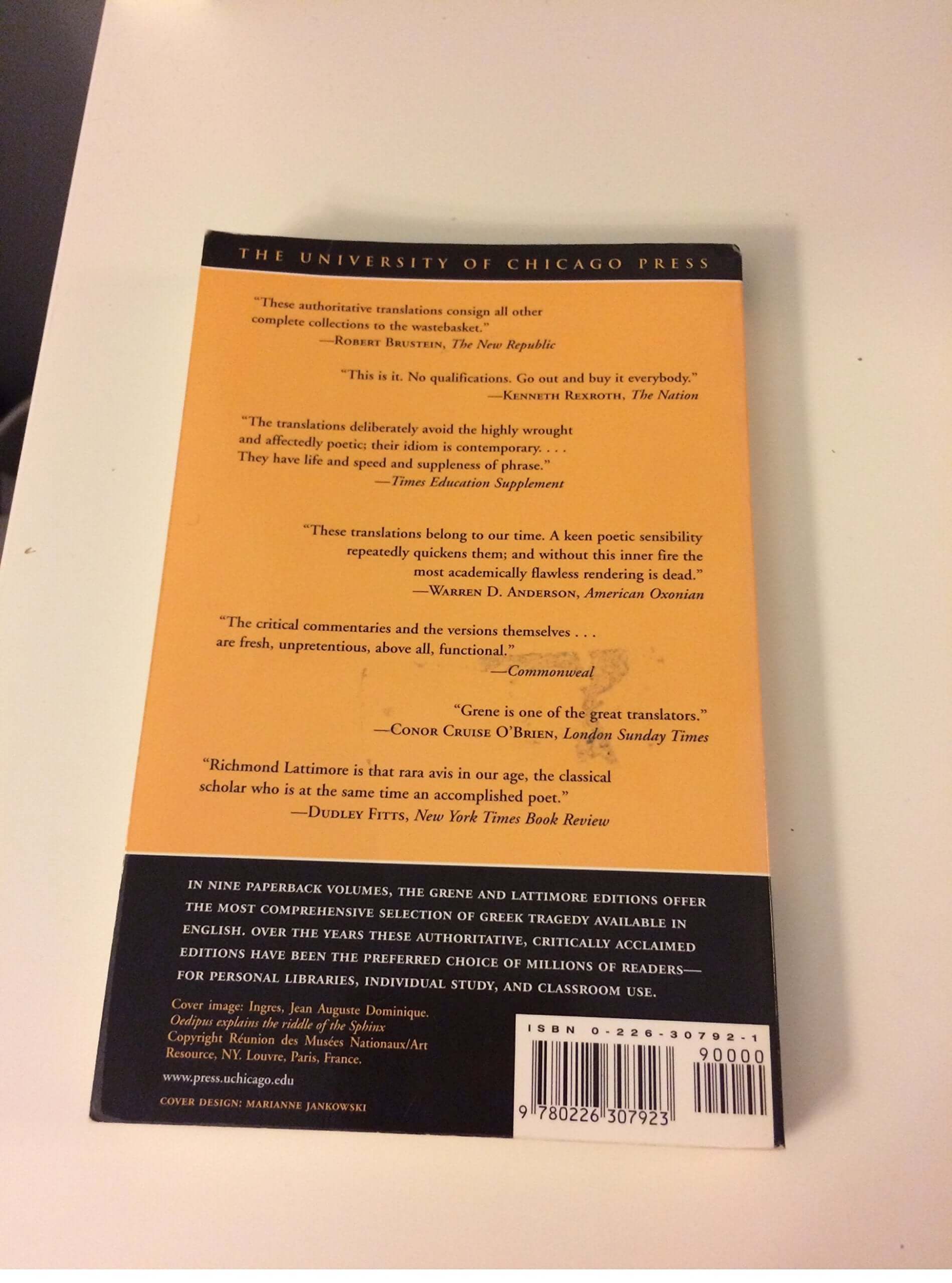 The Complete Greek Tragedies: Sophocles I used book depot