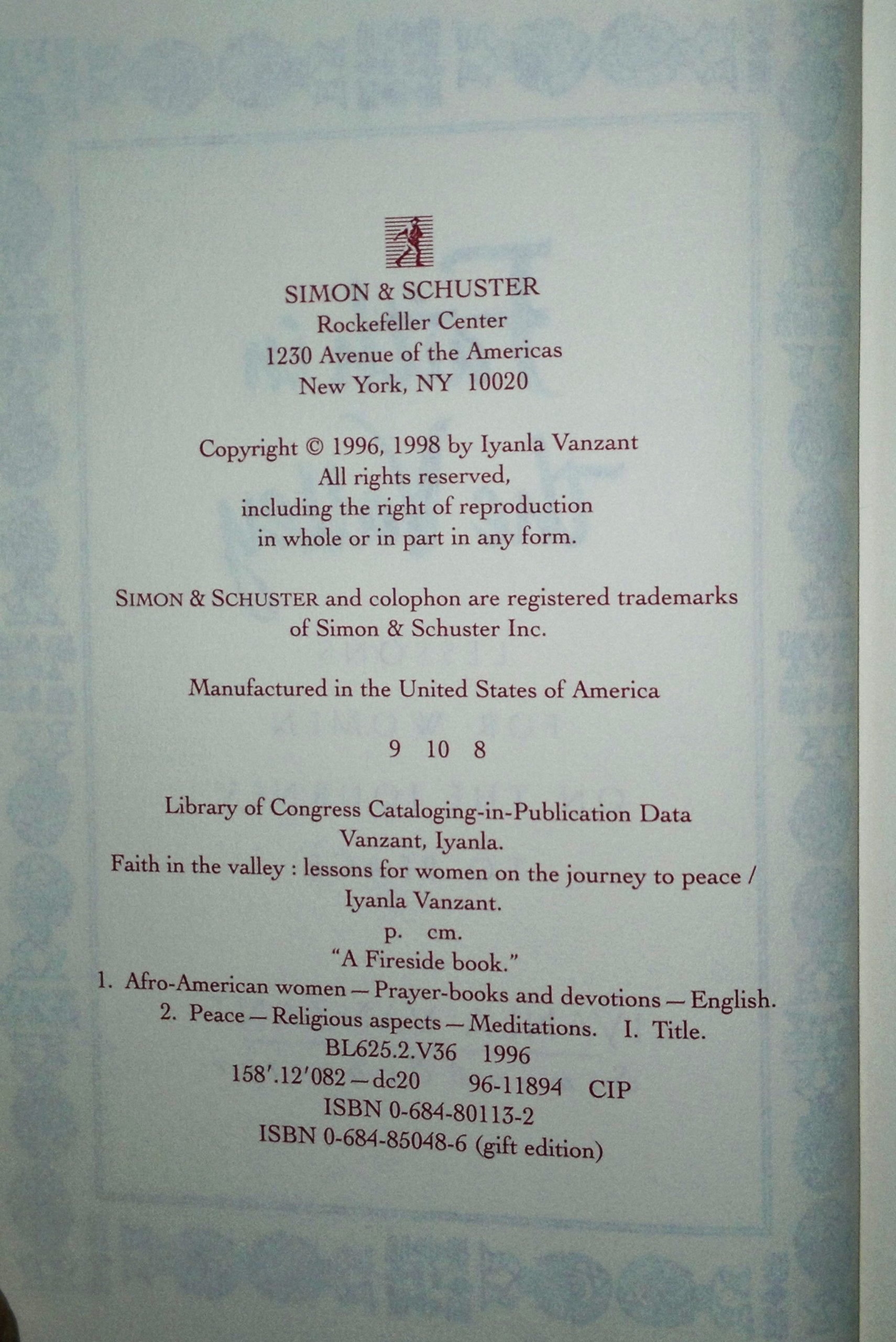 Faith in the Valley: Lessons for Women on the Journey to Peace used book depot