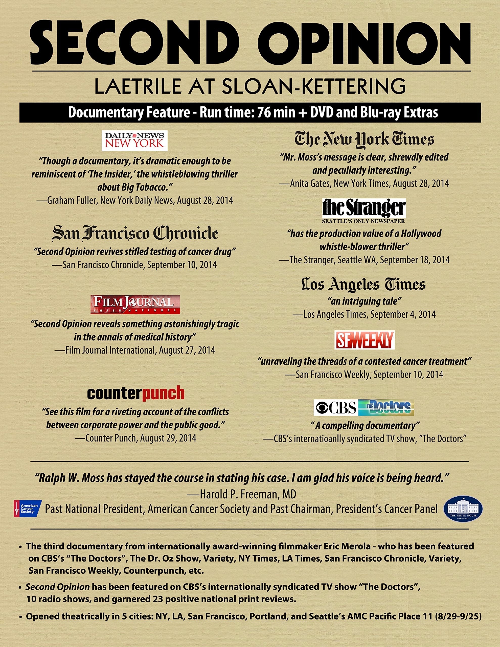 Second Opinion: Laetrile At Sloan-Kettering used book depot