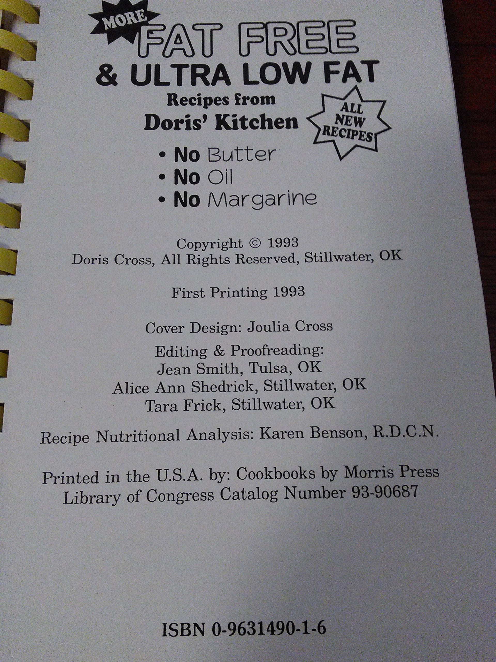 More Fat Free and Ultra Lowfat Recipes from Doris' Kitchen: No Butter, No Oil, No Margarine (Cookbook Series) used book depot