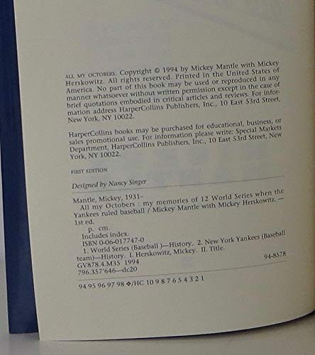All My Octobers: My Memories of Twelve World Series When the Yankees Ruled Baseball used book depot