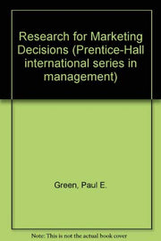 Research for marketing decisions (Prentice-Hall international series in management) used book depot