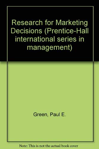 Research for marketing decisions (Prentice-Hall international series in management) used book depot