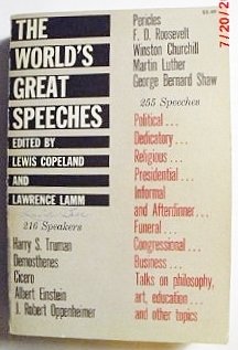The World's Great Speeches used book depot