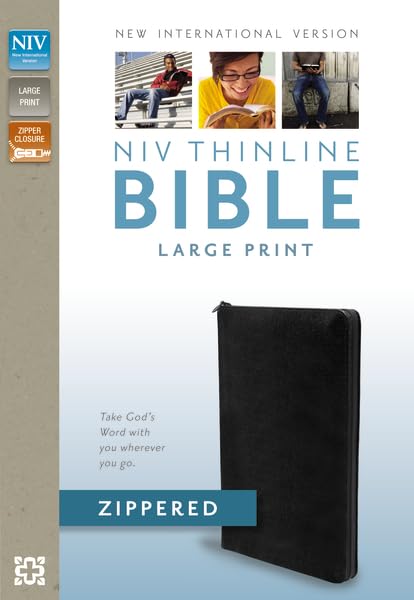 NIV, Thinline Zippered Collection Bible, Large Print, Bonded Leather, Black