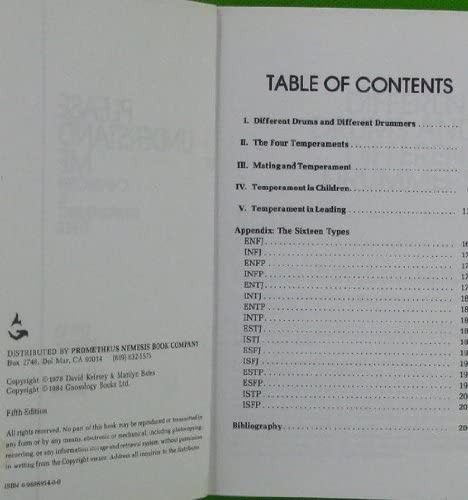 Please Understand Me: Character and Temperament Types