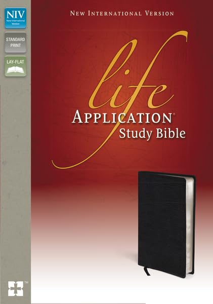 NIV, Life Application Study Bible, Second Edition, Genuine Leather, Black, Red Letter Edition used book depot