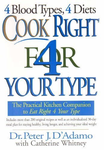 4 Blood Types, 4 Diets Cook Right 4 Your Type [Paperback] Dr Peter J DAdamo