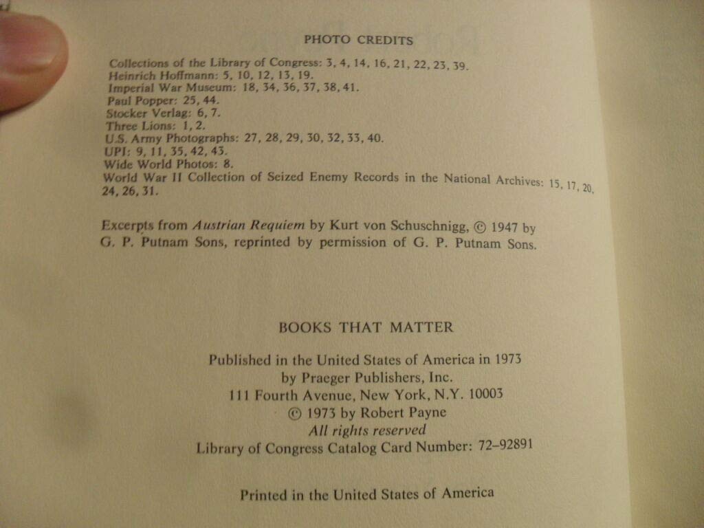 The Life and Death of Adolf Hitler by Robert Payne Praeger 1973 Rare Book DC