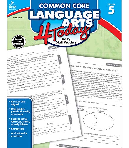 Carson Dellosa  Common Core Language Arts 4 Today Workbook  5th Grade, 96pgs Common Core 4 Today [Paperback] CarsonDellosa Publishing