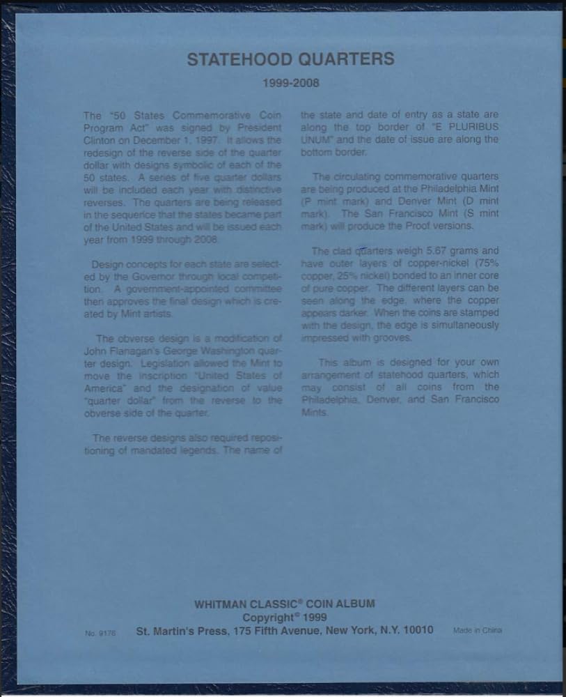 Statehood Quarter Album 1999-2008 (Official Whitman Coin Folder) used book depot