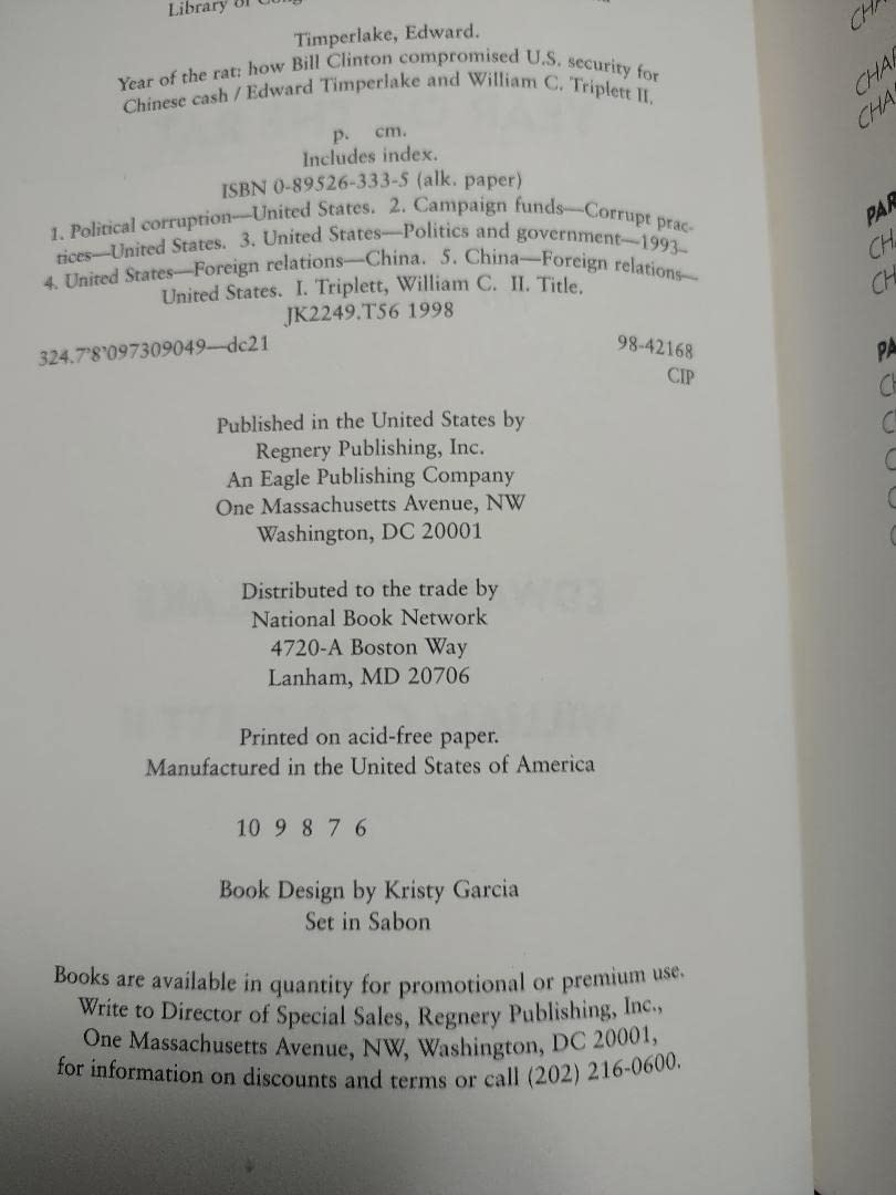 Year of the Rat: How Bill Clinton Compromised U.S. Security for Chinese Cash used book depot