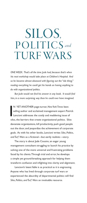 Silos, Politics and Turf Wars: A Leadership Fable About Destroying the Barriers That Turn Colleagues Into Competitors used book depot