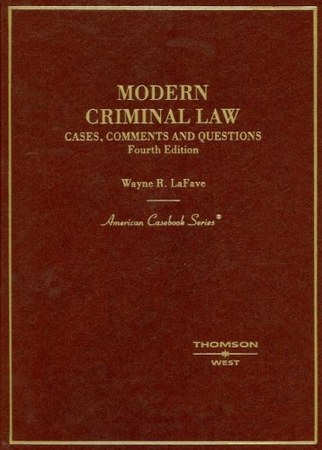 Modern Criminal Law: Cases, Comments And Questions used book depot