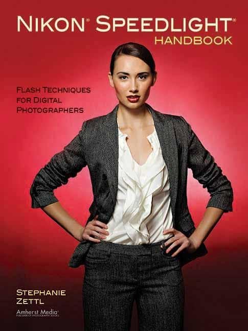 Nikon Speedlight Handbook: Flash Techniques for Digital Photographers cover showcasing model with professional attire