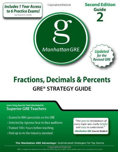 Fractions, Decimals & Percents, 2nd Edition (Manhattan GRE Strategy Guides) used book depot