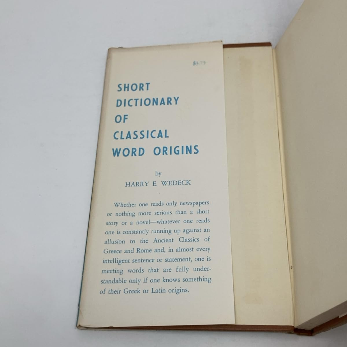 Short dictionary of classical word origins (Midcentury reference library) used book depot