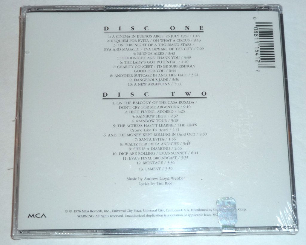 Evita: An Opera Based On The Life Story Of Eva Peron 1919-1952 (1976 Studio Cast) used book depot