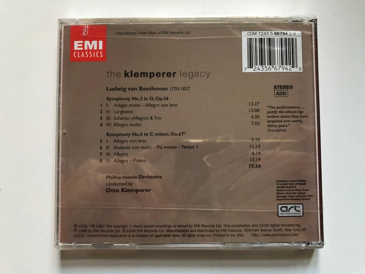 Klemperer Legacy - Beethoven: Symphonies no. 2 & 5 / Philharmonia Orchestra