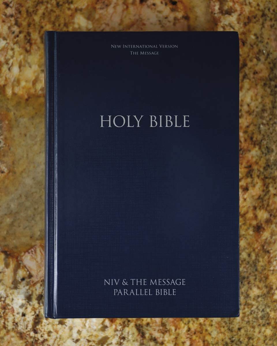 NIV, The Message, Parallel Bible, Large Print, Hardcover: Two Bible Versions Together for Study and Comparison used book depot