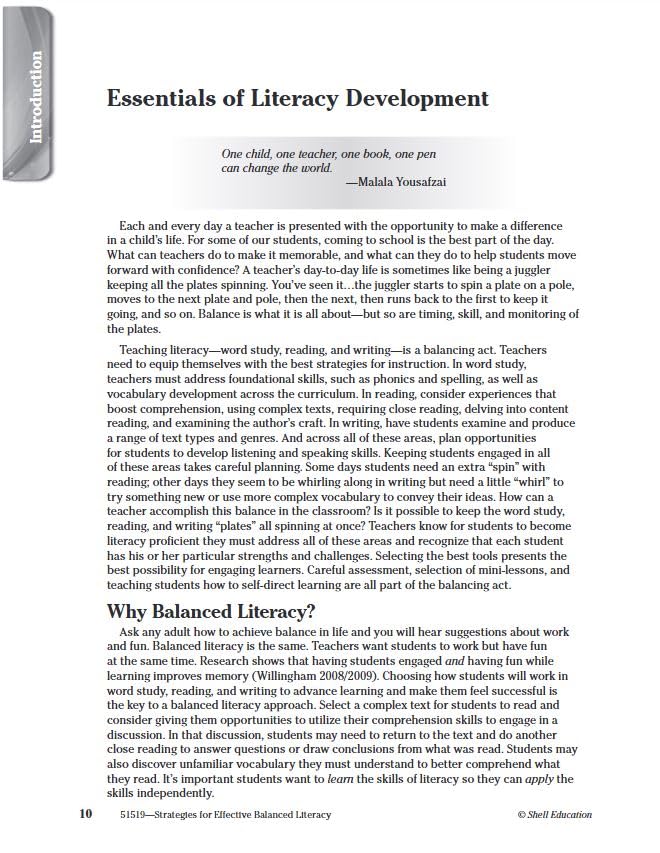 Strategies for Effective Balanced Literacy (Professional Resources) used book depot
