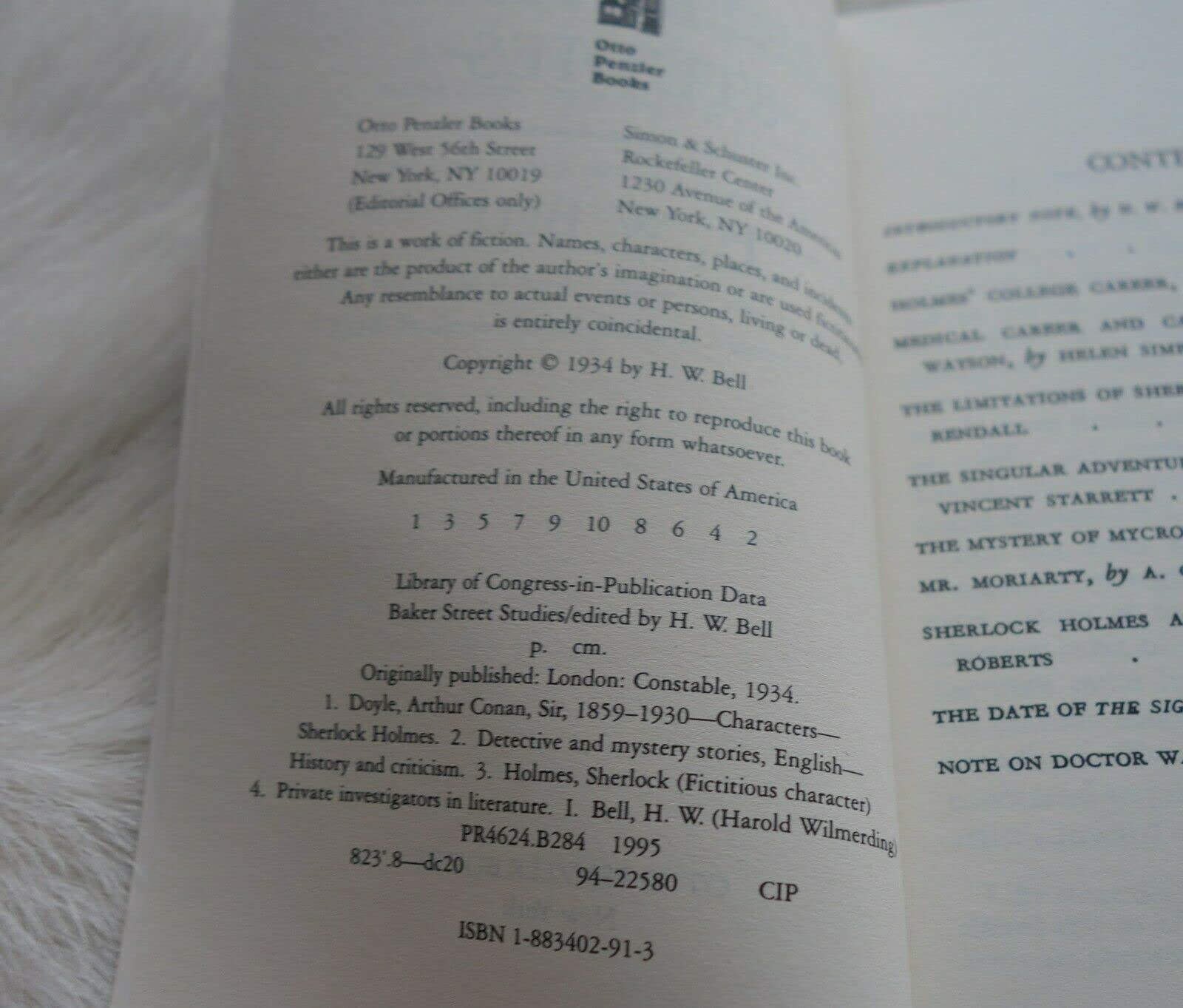 Baker Street Studies (Otto Penzler's Sherlock Holmes Library) used book depot