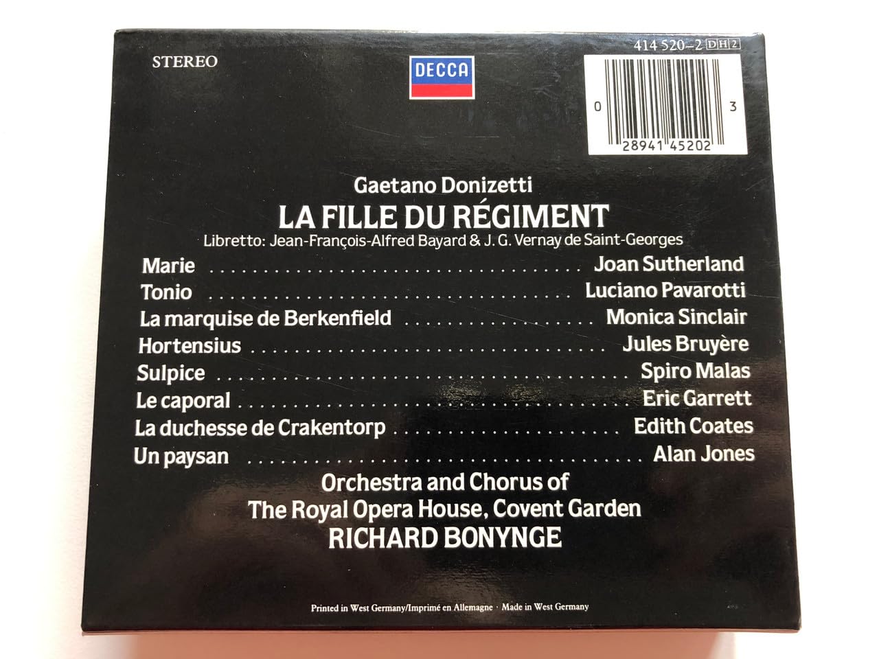 Donizetti: La Fille du Régiment / Sutherland, Pavarotti, Malas, Sinclair, ROH Covent Garden, Bonynge used book depot