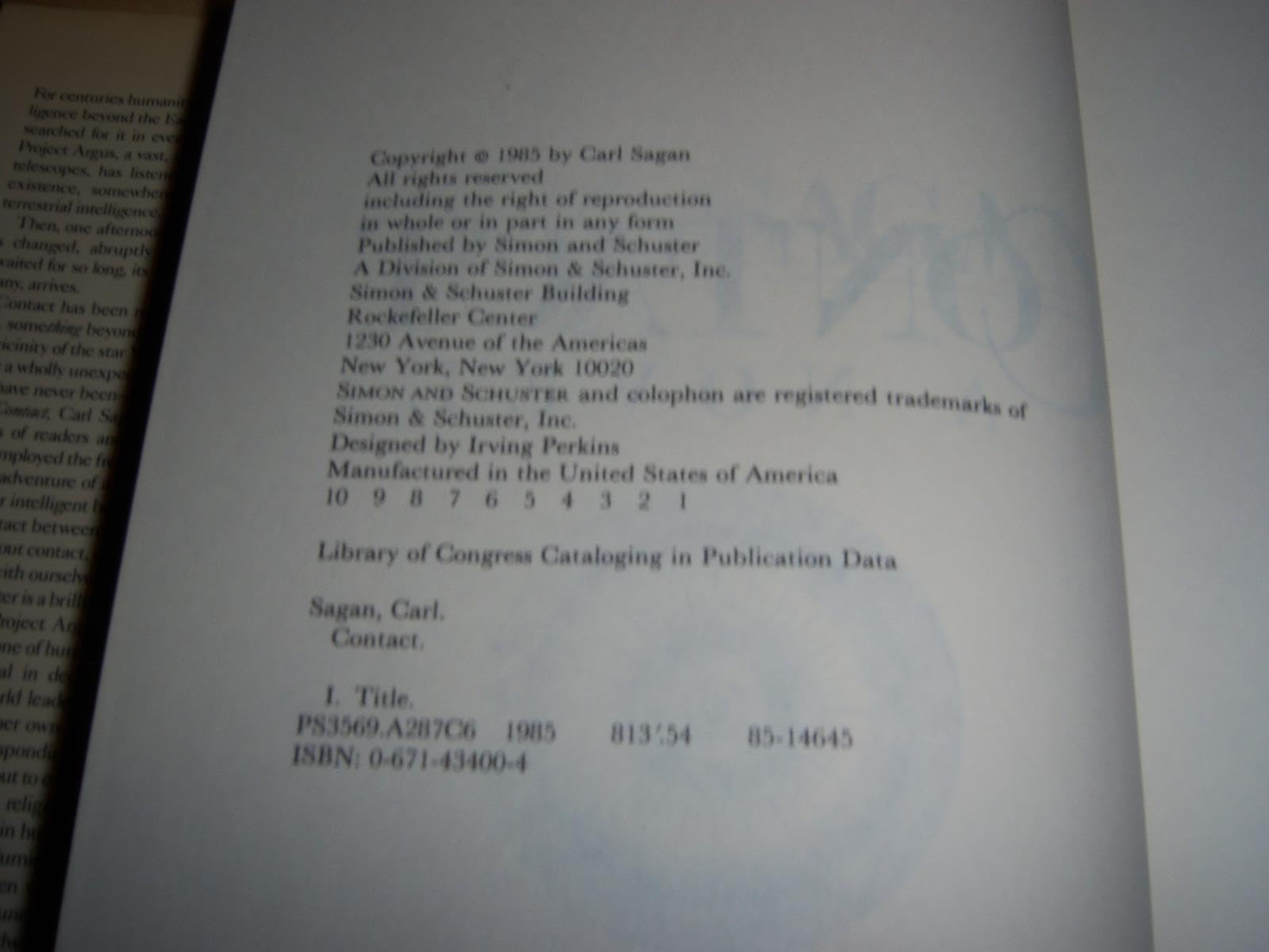 Contact: A Novel used book depot