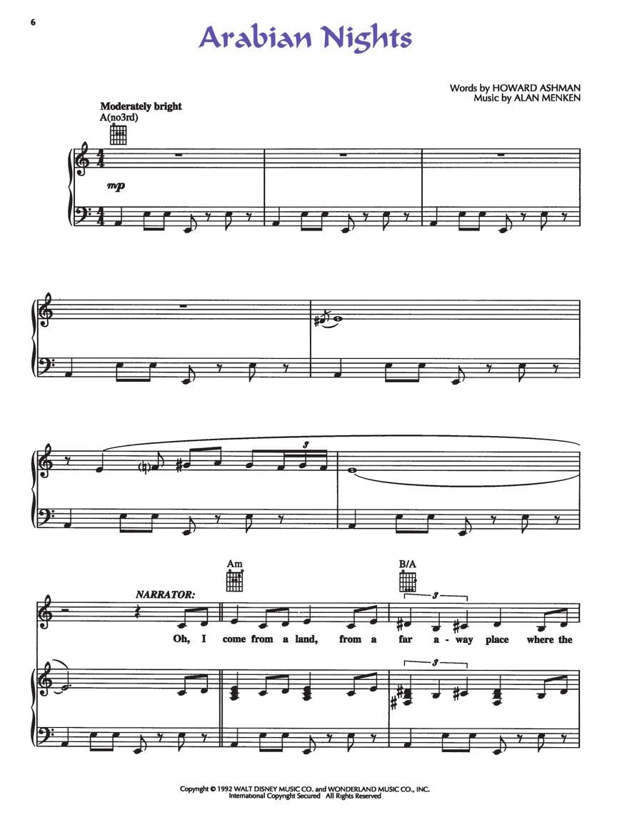 Aladdin Piano, Vocal and Guitar Chords used book depot