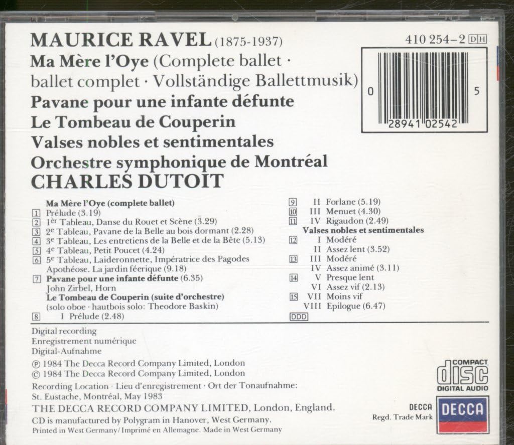 Ravel: Ma Mere l'Oye; Pavane; Le Tombeau de Couperin; Valses used book depot