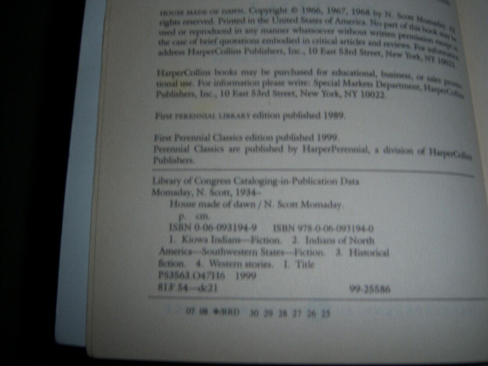 House Made of Dawn (Perennial Classics) used book depot