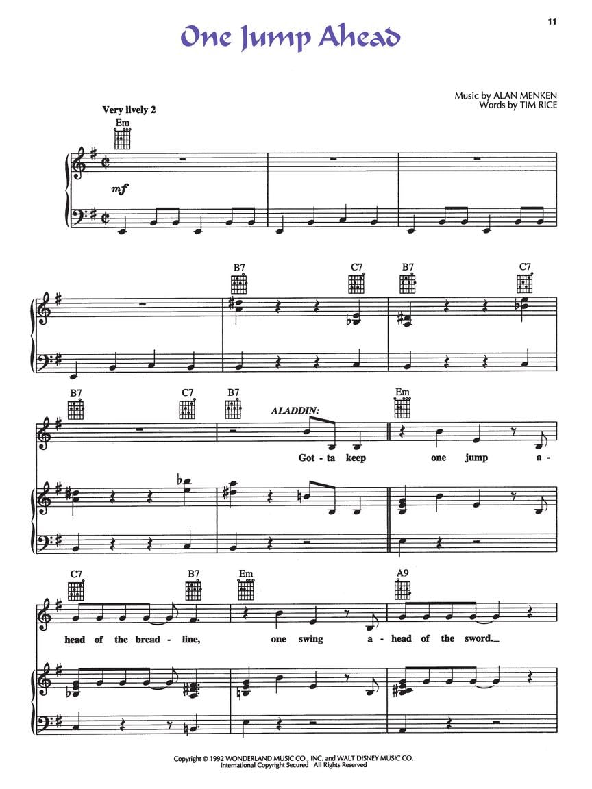Aladdin Piano, Vocal and Guitar Chords used book depot