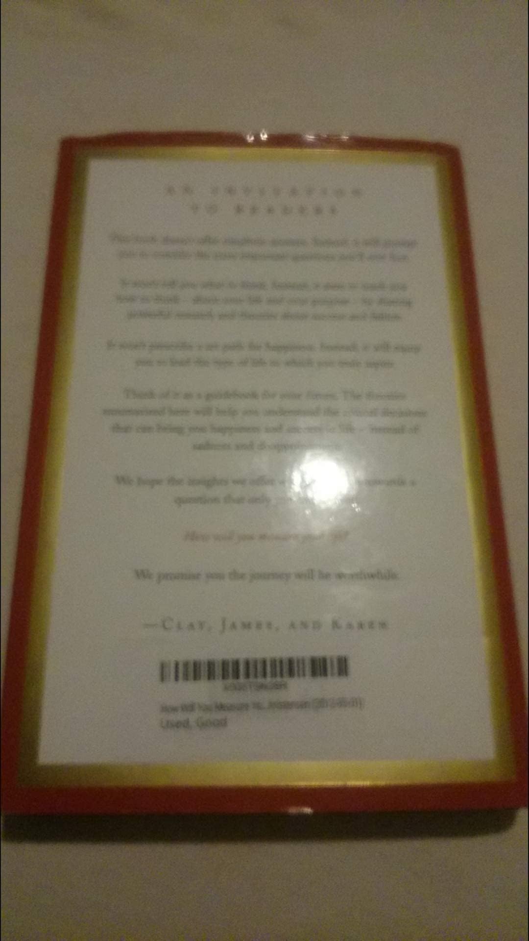 How Will You Measure Your Life? used book depot