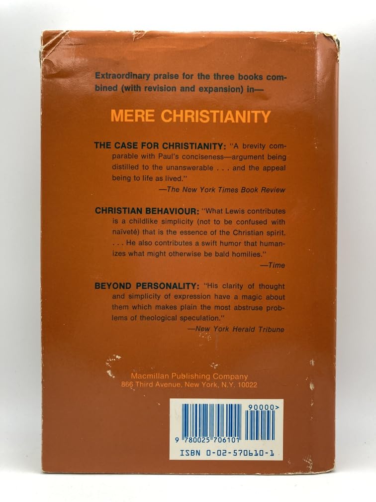 Mere Christianity. A revised and enlarged Edition, with a new introduction, of the three books The Case For Christianity, Christian Behavior, and Beyond Personality used book depot