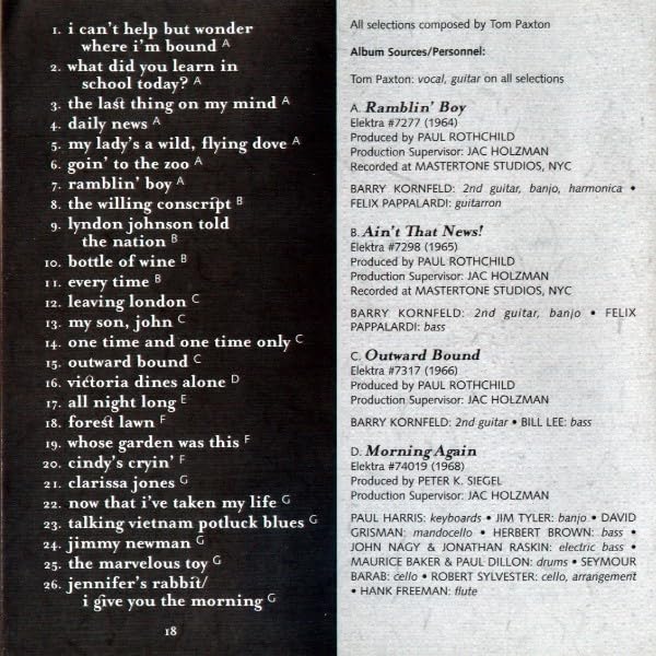 I Can't Help But Wonder Where I'm Bound: The Best Of Tom Paxton used book depot