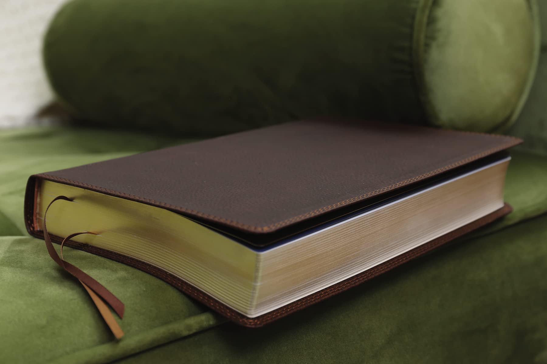 NIV, Reference Bible, Deluxe Single-Column (A Bible with 100,000 Cross-References), Leathersoft, Brown, Comfort Print used book depot