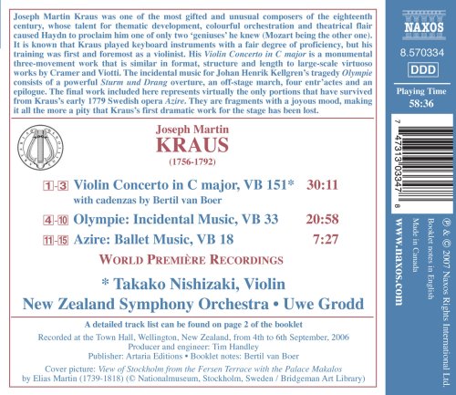 Kraus: Violin Concerto / Azire Olympie (Incidental Music) used book depot