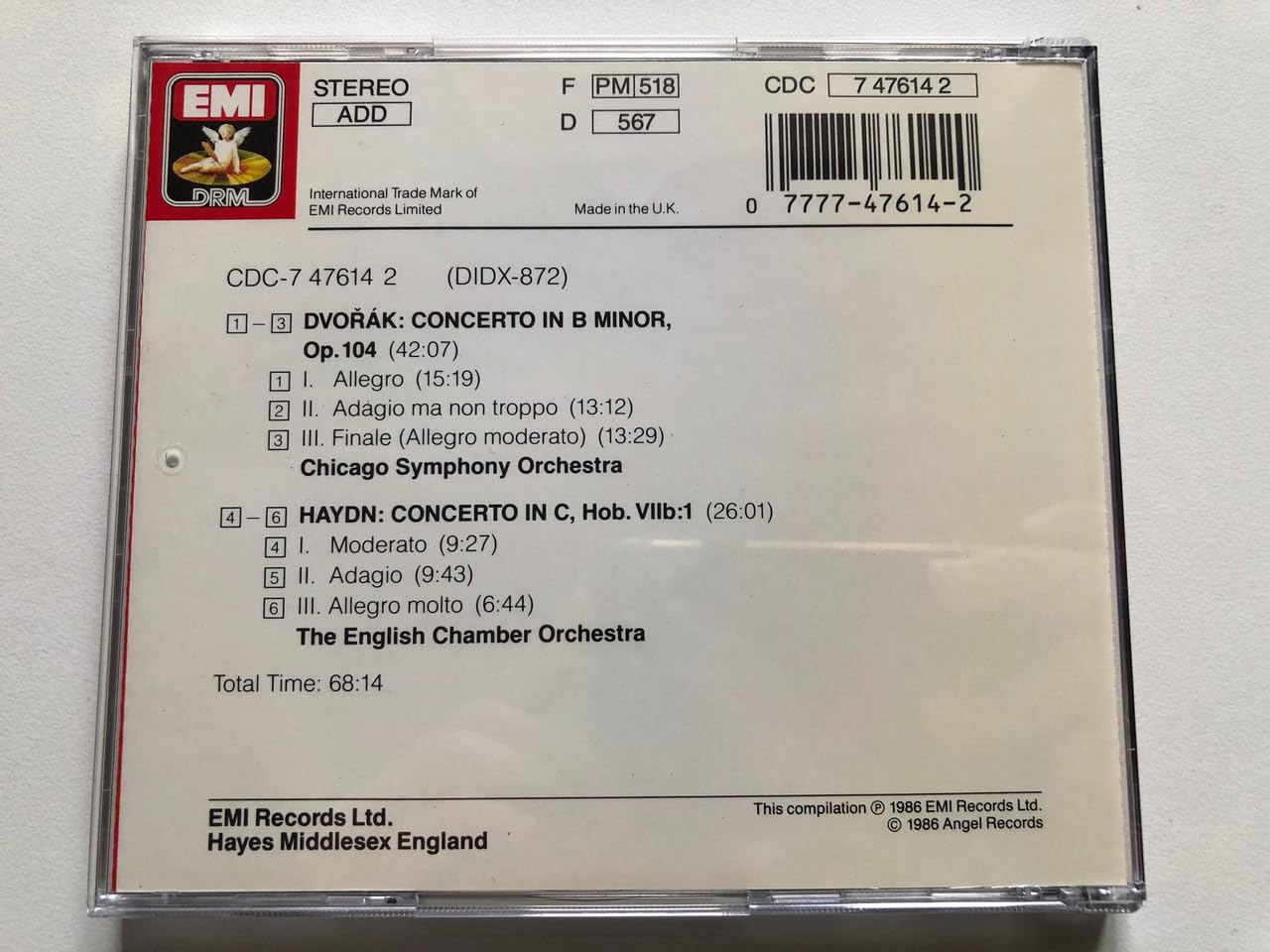 Dvorak: Cello Concerto; Haydn: Cello Concerto in C; Jacqueline du Pre used book depot