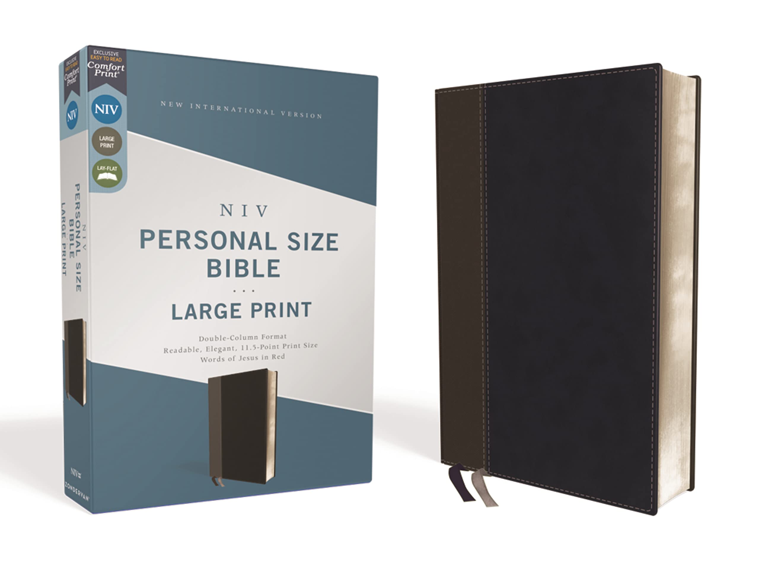 NIV, Personal Size Bible, Large Print, Leathersoft, Black, Red Letter, Comfort Print used book depot